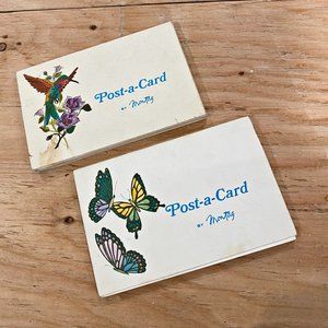 Vintage 1970s 2 Post-a-Card Booklets By Montag Birds Butterflies